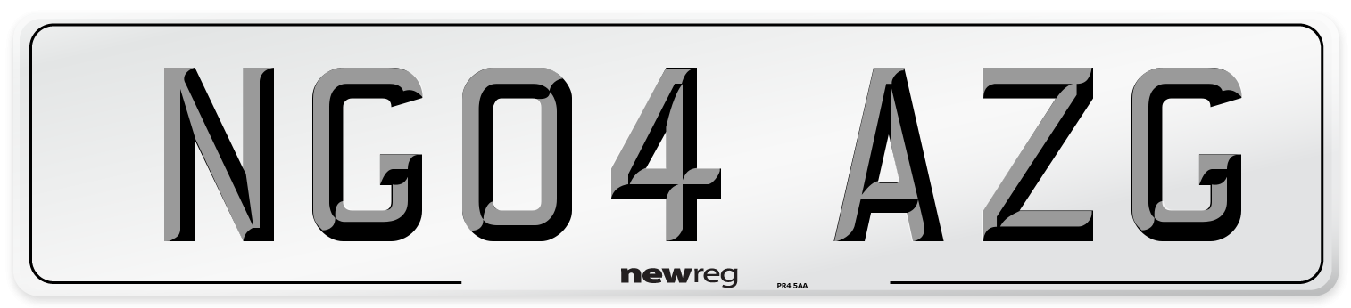 NG04 AZG Number Plate from New Reg